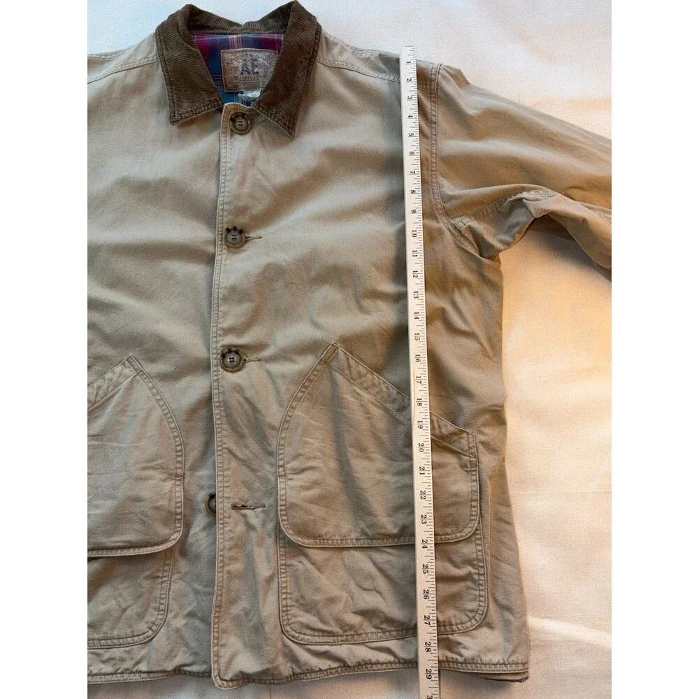 American Eagle Outfitters Mens Chore Coat Tan Flannel Lined L Barn Field Jacket